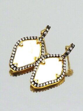 FREIDA ROTHMAN Sterling Silver Gold Plated & MOP Dangle Earrings